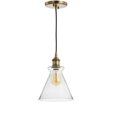 Goldwater 7.5" Adjustable Drop Metal/Glass LED Pendant - JONATHAN Y